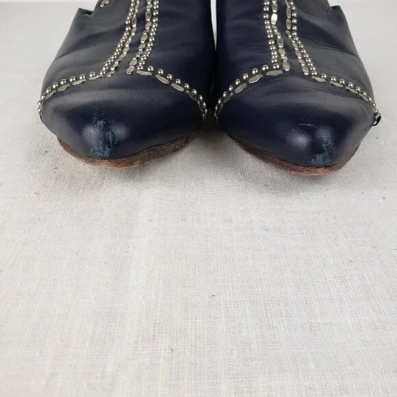 Calleen Cordero Sheira Slides Navy Blue Studded Backless Mule Shoes Size 10 - Picture 4 of 12